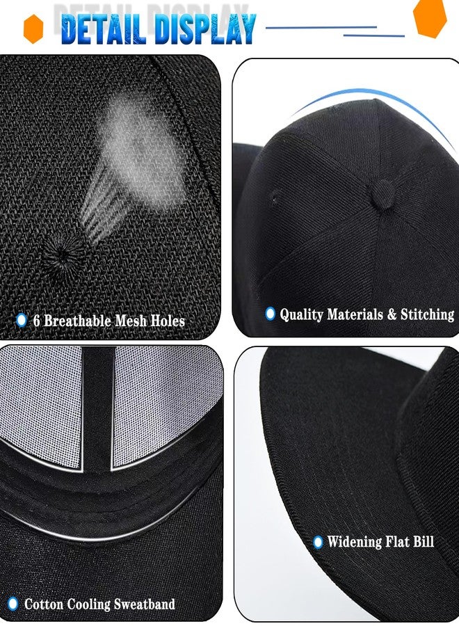 viofre Mens Hat Flat Bill Hats for Men Snapback Hats for Men American Flag Skull Hat Adjustable Black Baseball Caps Flat Brim Fitted Hip Hop Cool Trucker Cap for Mens Skateboard Accessories - Image 5